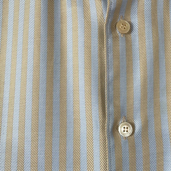 Ermenegildo Zenga Button Down Shirt Size XXL Light Blue Tan Stripe EUC - Picture 4 of 11